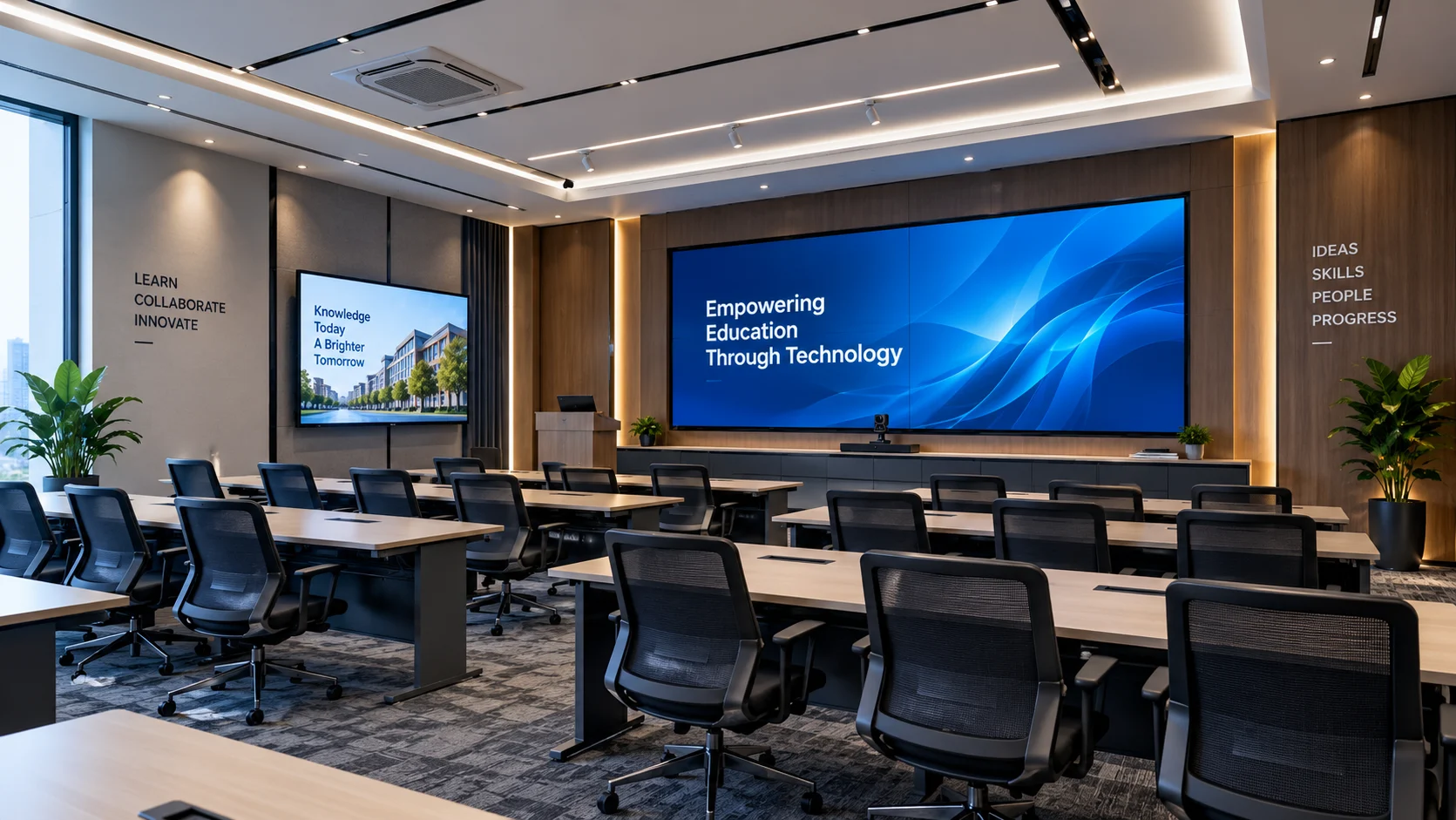 CX LED display installed in an education and training room