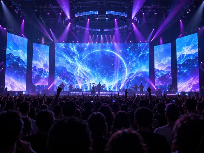 Concert stage with vivid LED screens and lighting